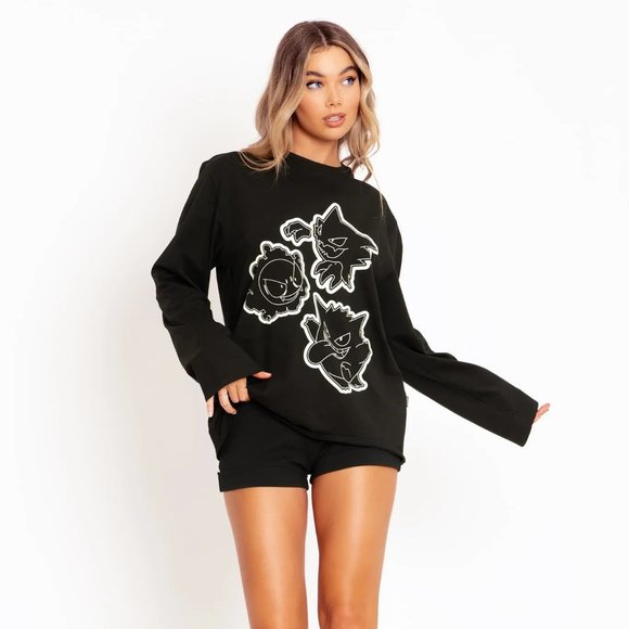 NWT BlackMilk x Pokemon Gastly Evolution long sleeve oversized pullover t-shirt - Picture 3 of 16